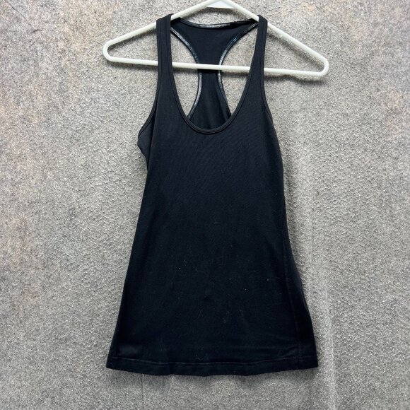 Lululemon Tank II Womens XS Black Luon Stretch Athletic Top Cool Racerback - Picture 1 of 10